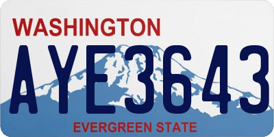 WA license plate AYE3643