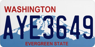 WA license plate AYE3649