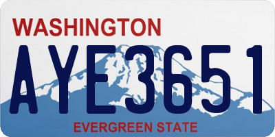 WA license plate AYE3651