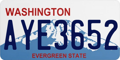 WA license plate AYE3652