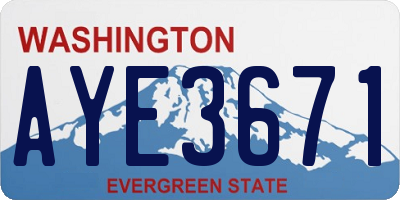 WA license plate AYE3671