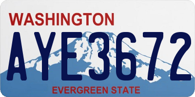 WA license plate AYE3672