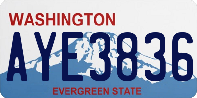 WA license plate AYE3836