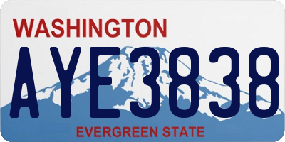 WA license plate AYE3838
