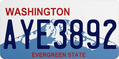 WA license plate AYE3892