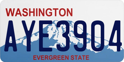 WA license plate AYE3904