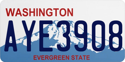 WA license plate AYE3908