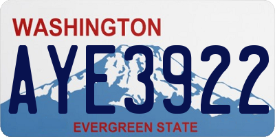 WA license plate AYE3922