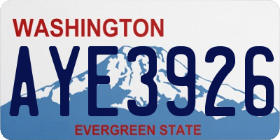 WA license plate AYE3926