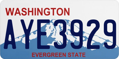 WA license plate AYE3929