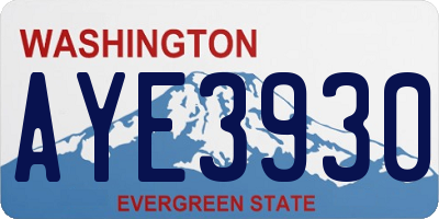 WA license plate AYE3930