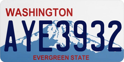 WA license plate AYE3932
