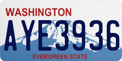 WA license plate AYE3936