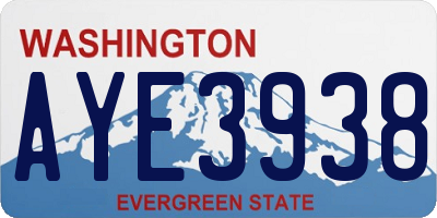 WA license plate AYE3938