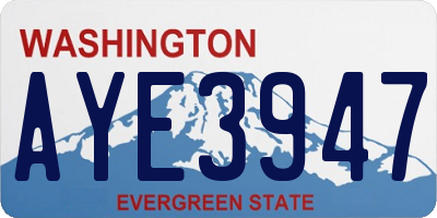 WA license plate AYE3947