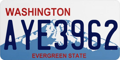 WA license plate AYE3962