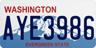 WA license plate AYE3986