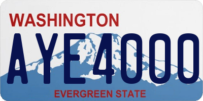 WA license plate AYE4000