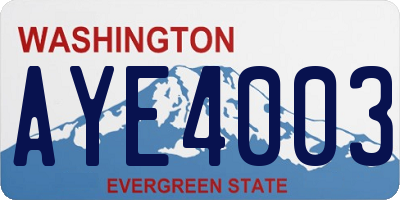 WA license plate AYE4003