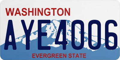 WA license plate AYE4006