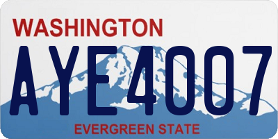 WA license plate AYE4007