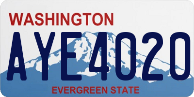 WA license plate AYE4020