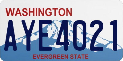 WA license plate AYE4021