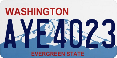 WA license plate AYE4023