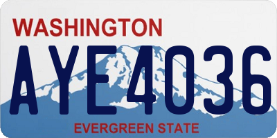 WA license plate AYE4036