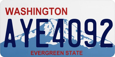 WA license plate AYE4092