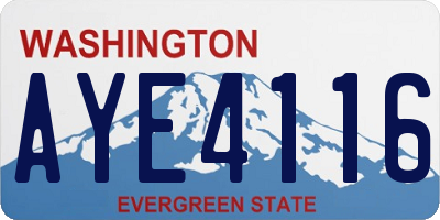 WA license plate AYE4116