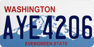 WA license plate AYE4206