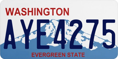 WA license plate AYE4275