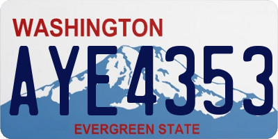 WA license plate AYE4353
