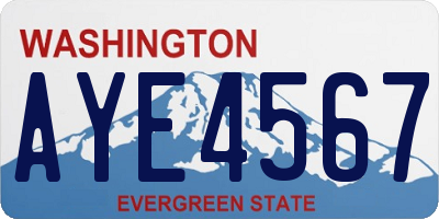 WA license plate AYE4567