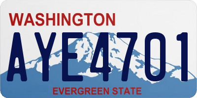 WA license plate AYE4701