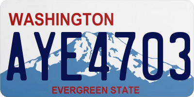 WA license plate AYE4703