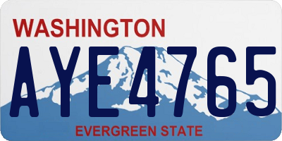 WA license plate AYE4765