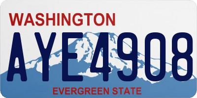 WA license plate AYE4908