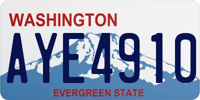 WA license plate AYE4910