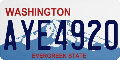 WA license plate AYE4920