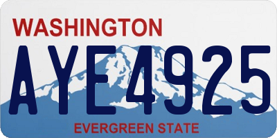 WA license plate AYE4925