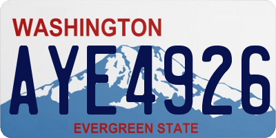 WA license plate AYE4926