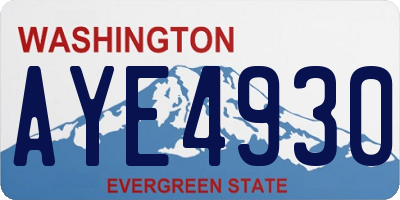 WA license plate AYE4930