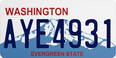 WA license plate AYE4931