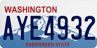 WA license plate AYE4932