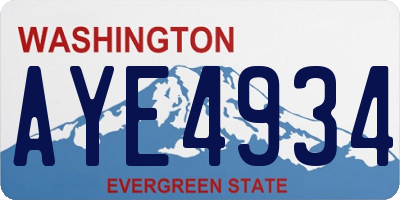 WA license plate AYE4934