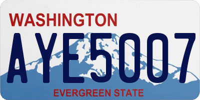WA license plate AYE5007