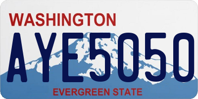 WA license plate AYE5050