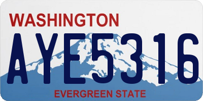 WA license plate AYE5316